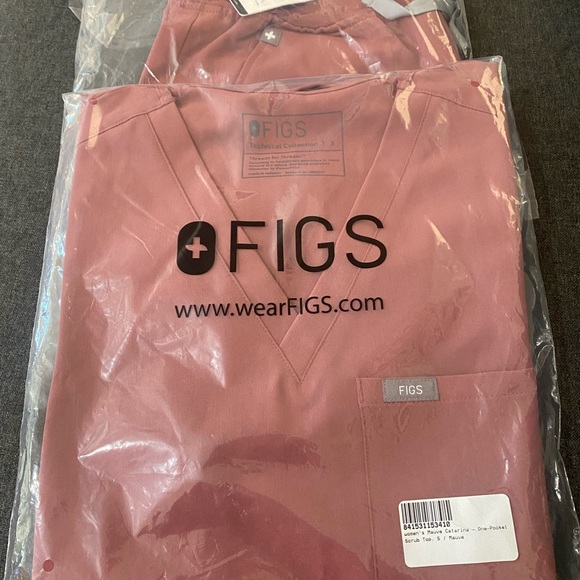 Figs Scrub Catarina One Pocket Top & Zamora High Waisted Jogger Mauve NWT - Picture 4 of 4